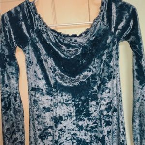long sleeve off the shoulder velvet dress
